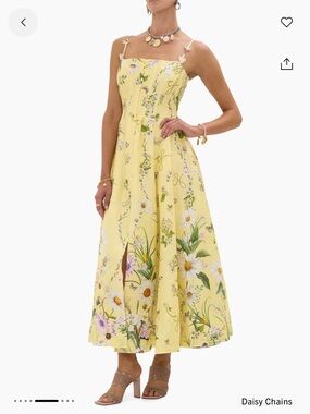 Camilla Yellow Floral Midi Dress with Daisies